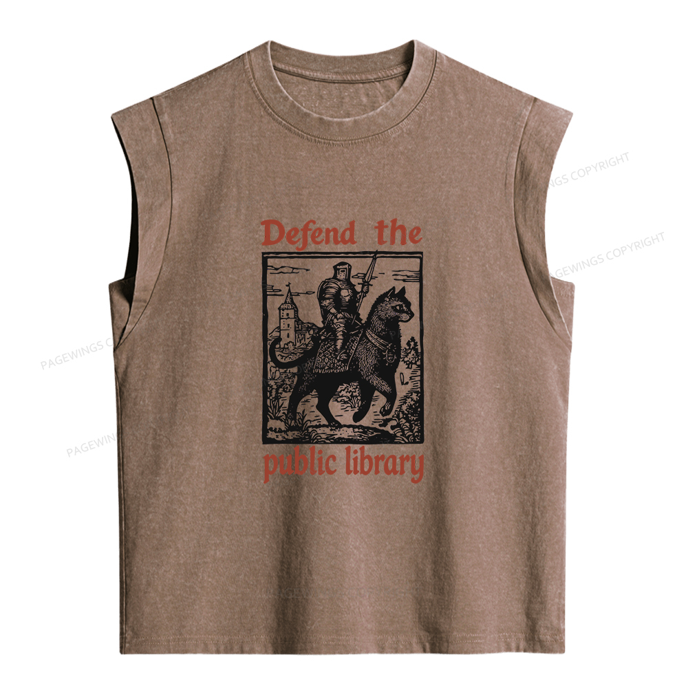 Pagewings Defend the Public Library Women's Washed Tank Top