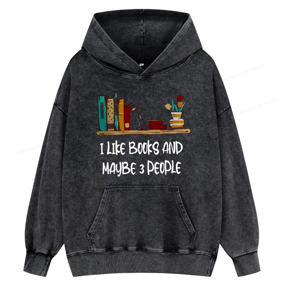 Pagewings  I Like Books World Unisex Washed Hoodie