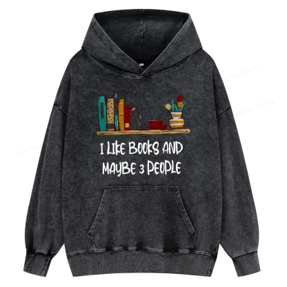 Pagewings  I Like Books World Unisex Washed Hoodie