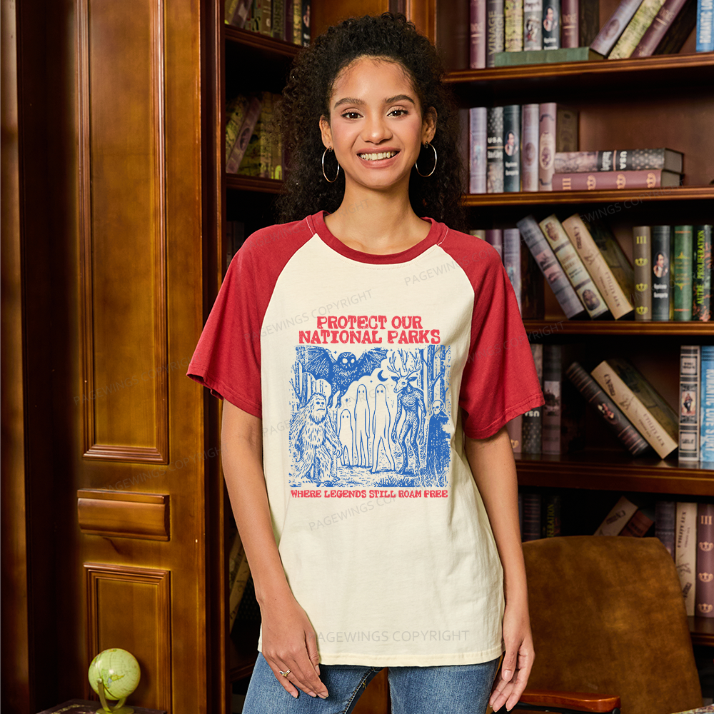 Pagewings Protect Our Parks Vintage Camping Raglan T-shirt