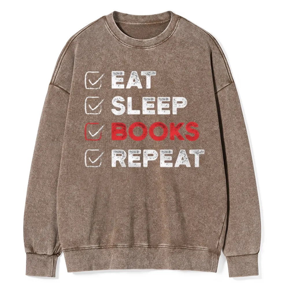 Pagewings Eat Sleep Books Repeat Unisex Washed Sweatshirt