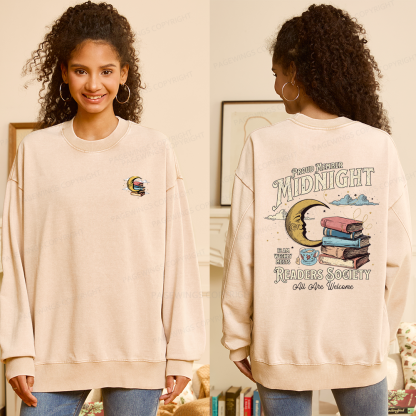 Pagewings Midnight Readers Society Unisex Washed Sweatshirt