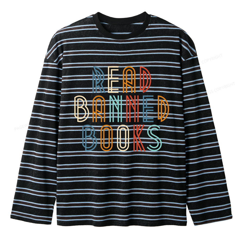 Pagewing Read Banned Books Unisex Striped Long Sleeve T-Shirt