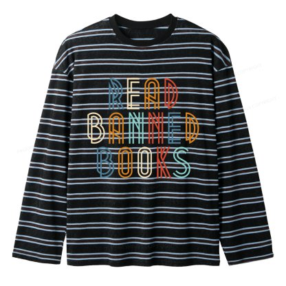 Pagewing Read Banned Books Unisex Striped Long Sleeve T-Shirt