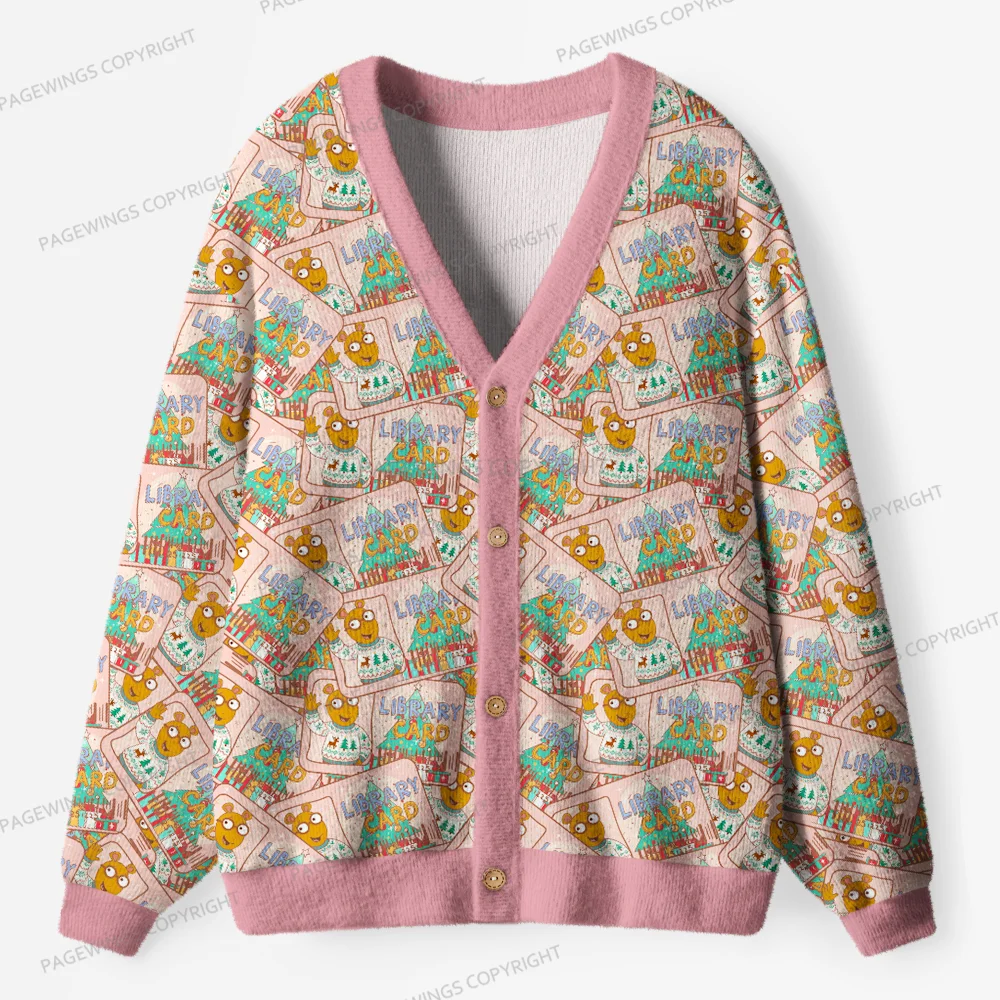 Pagewings Library Card Unisex Ugly Cardigan Sweaters