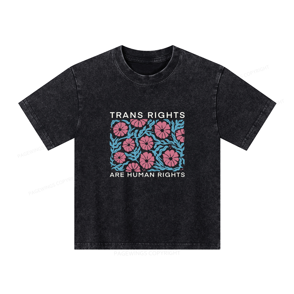 Pagewings Trans Rights Are Human Rights Unisex Kids Washed T-shirt