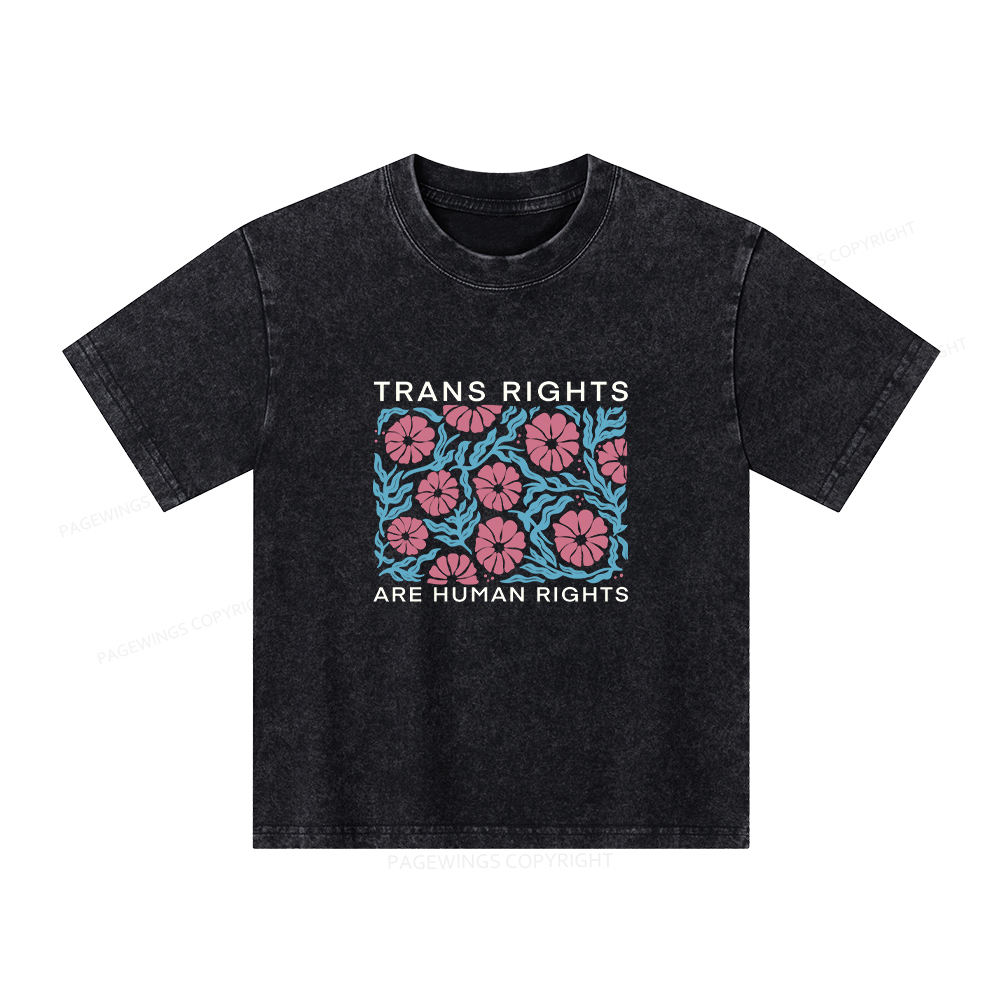 Pagewings Trans Rights Are Human Rights Unisex Kids Washed T-shirt