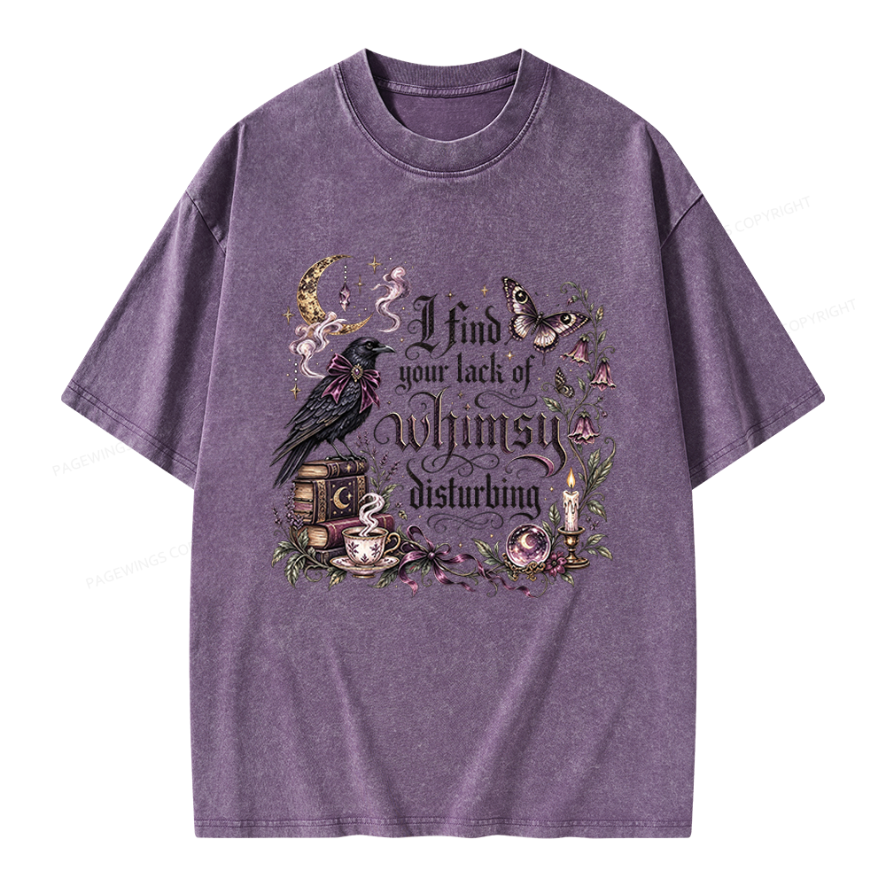 Pagewings Book I Find Your Lack of Whimsy Disturbing Unisex Washed T-shirt