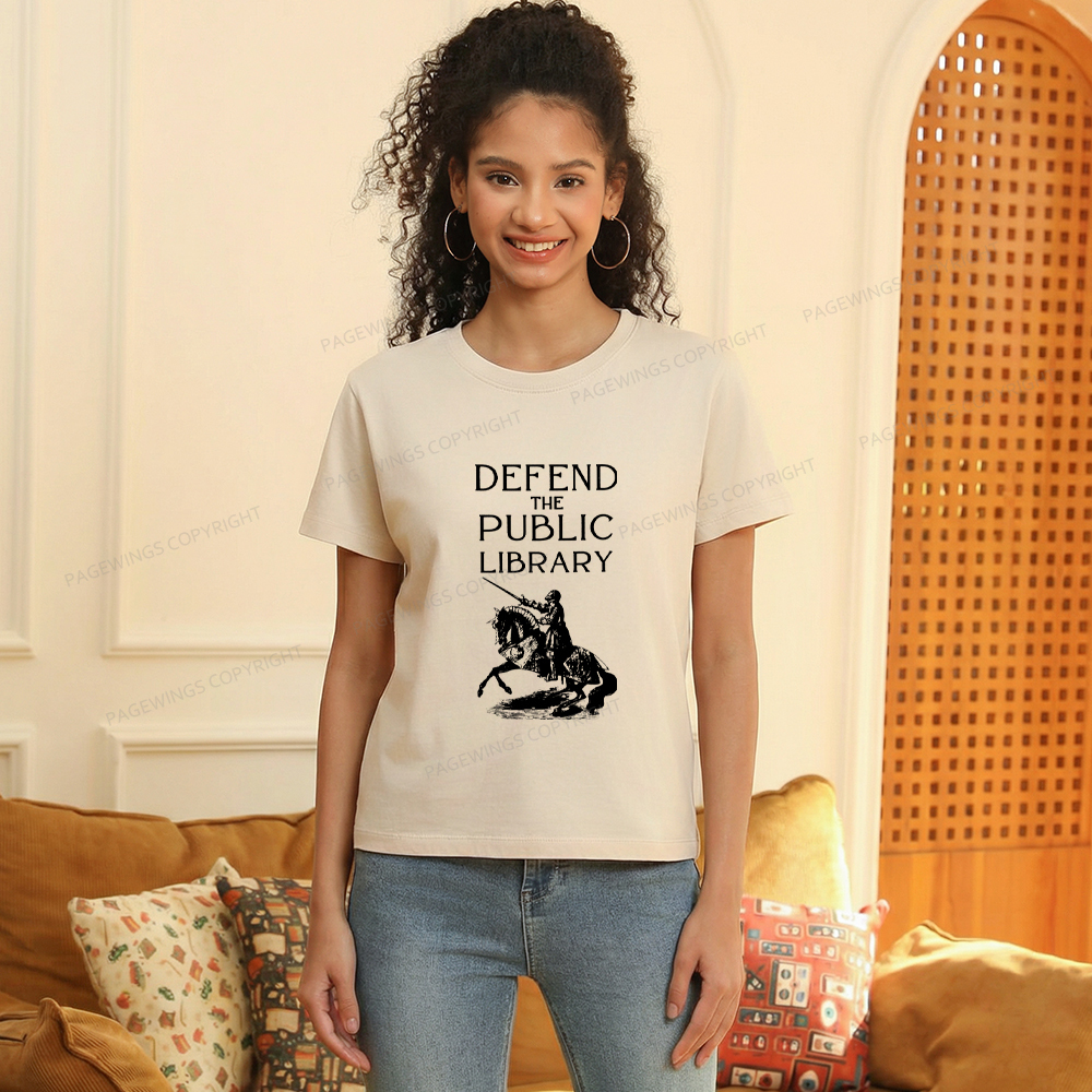 Pagewings Defend The Public Library Women's Washed T-shirt