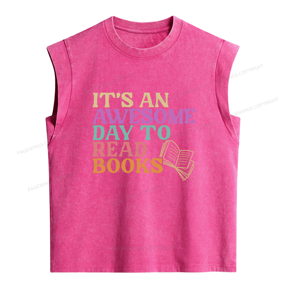 Pagewings Awesome Day To Read A Book Women's Washed Tank Top