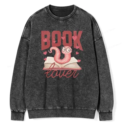 Pagewings Bookish Valentine's Day Gift for Her Unisex Washed Sweatshirt