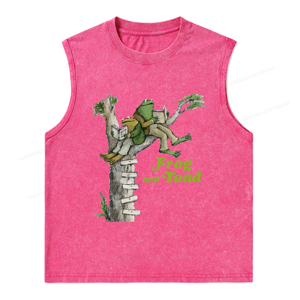 Pagewings Frog and Toad Old Book Unisex Washed Tank Top