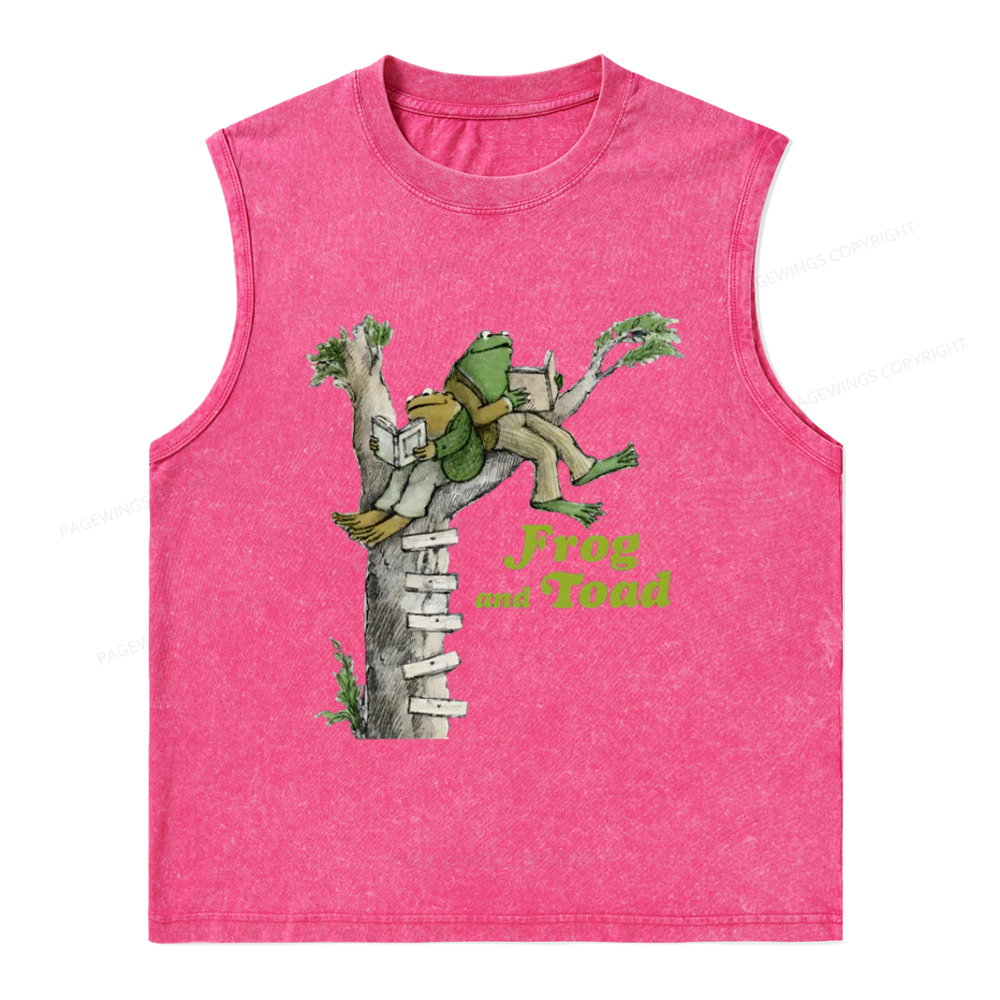 Pagewings Frog and Toad Old Book Unisex Washed Tank Top
