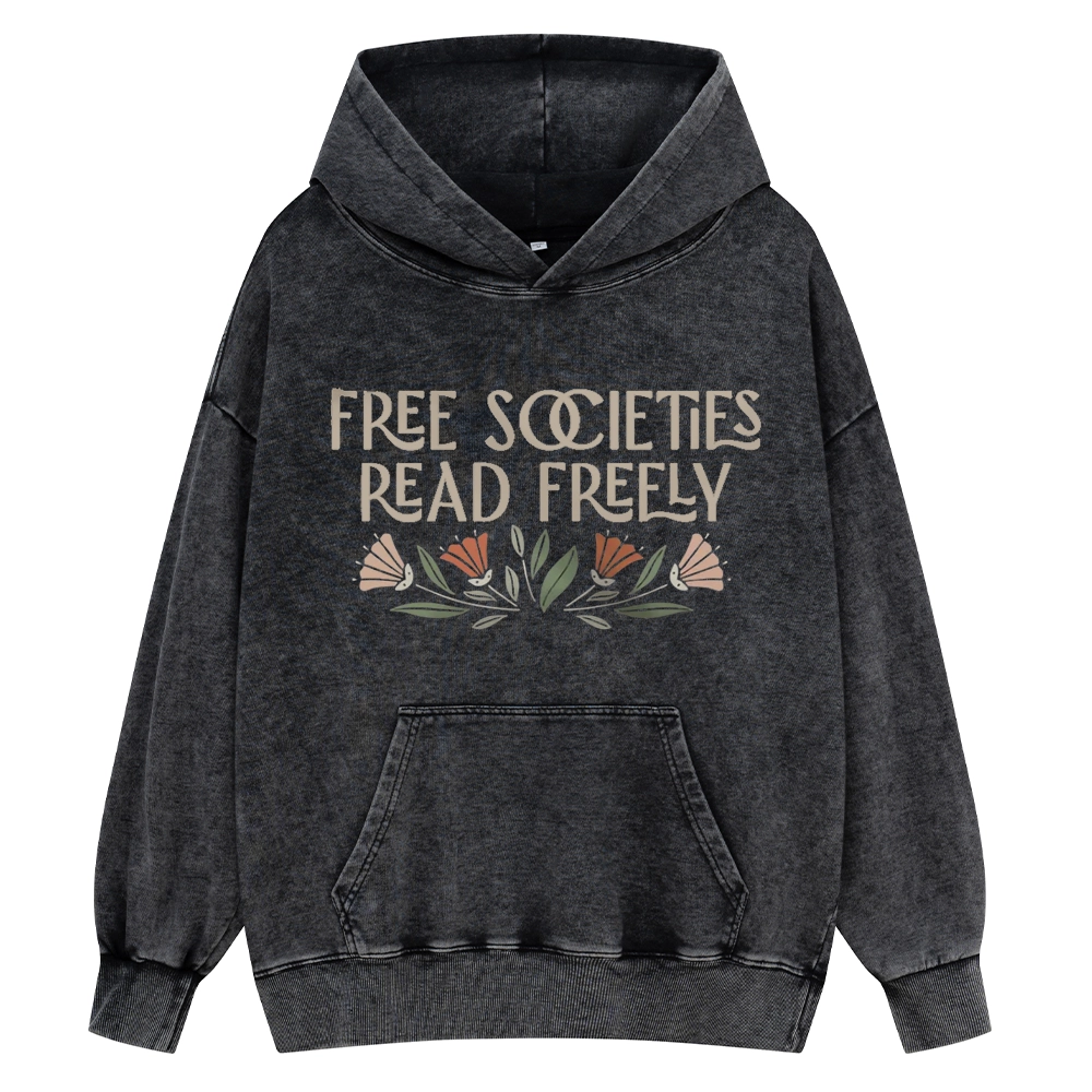 Pagewings Read Freely Unisex Washed Hoodie