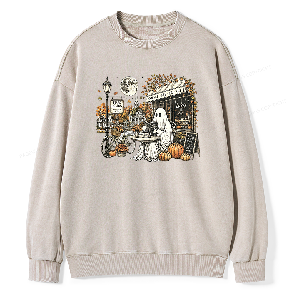 Pagewings Stars Hollow Ghost Unisex Washed Sweatshirt
