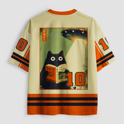 Pagewings Cat Books Lover Unisex Mesh Jersey