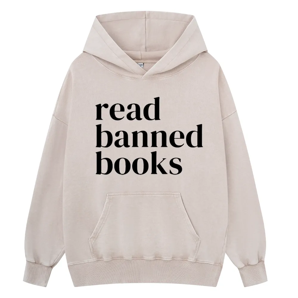 Pagewings Read Banned Books Unisex Washed Hoodie