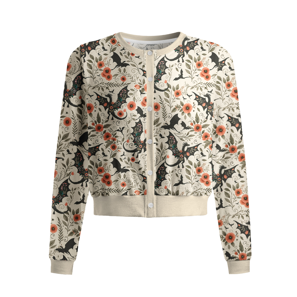 Pagewings Fantasy Book Lover Crew Neck Cardigan Sweaters