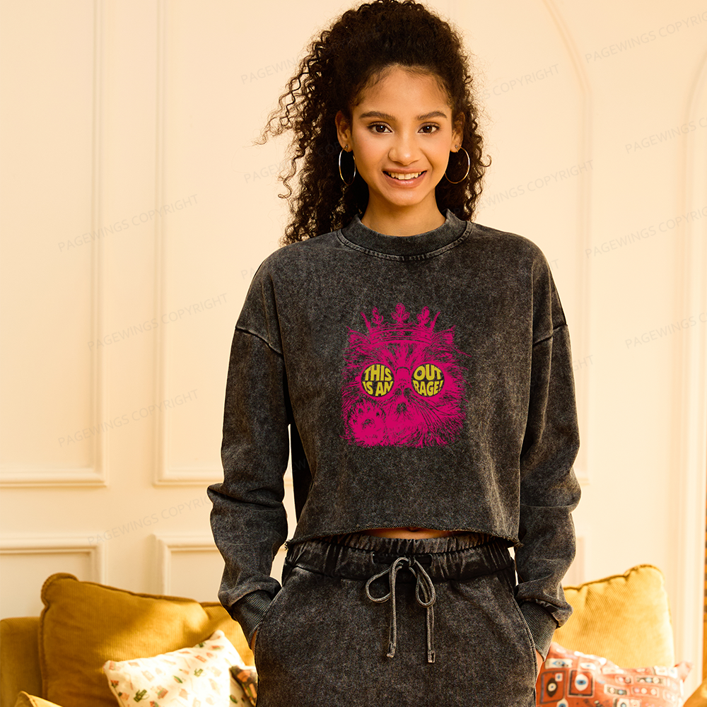 Pagewings Sci-Fi Book Lover Washed Crop Sweatshirt