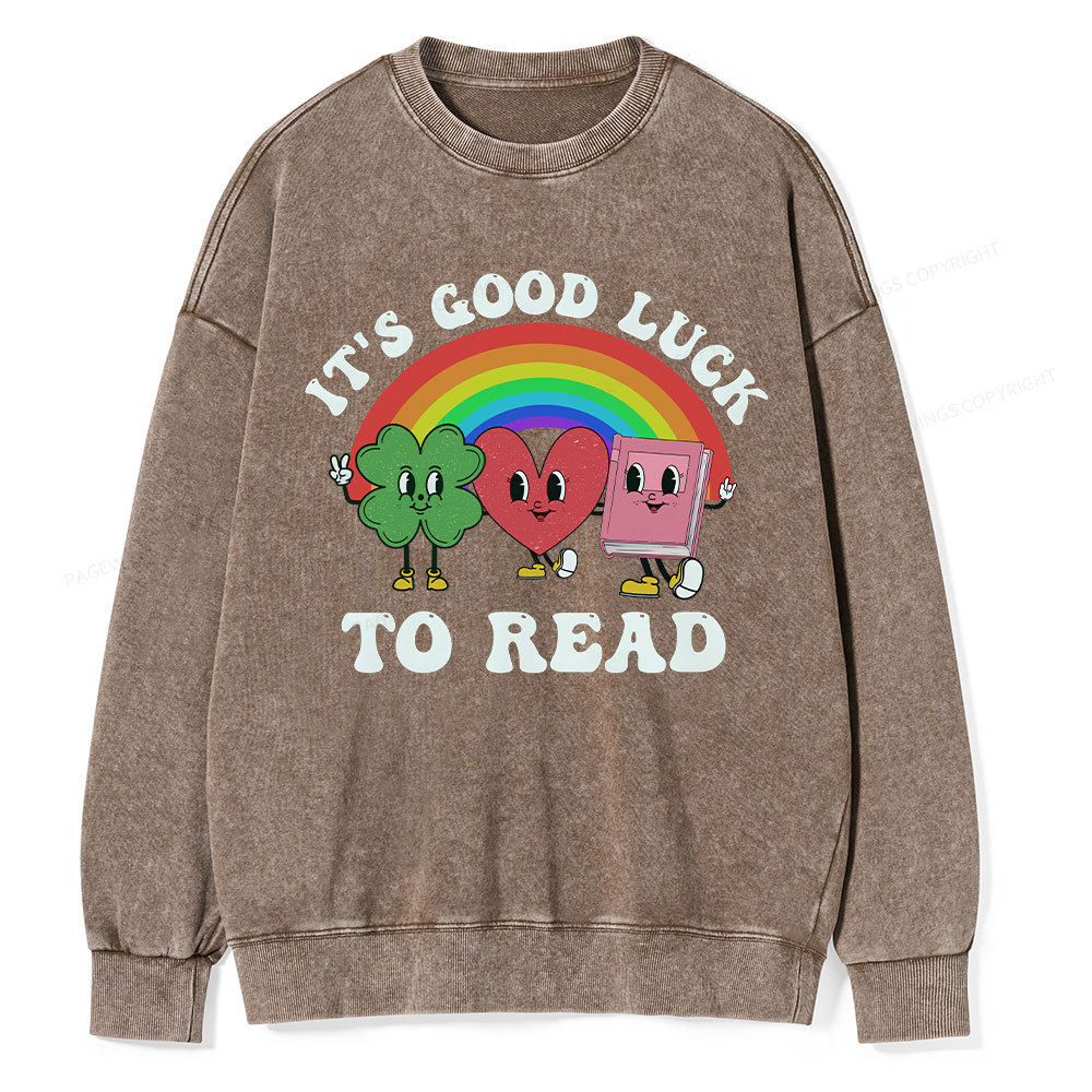 Pagewings St. Patrick's Day Librarian Unisex Washed Sweatshirt