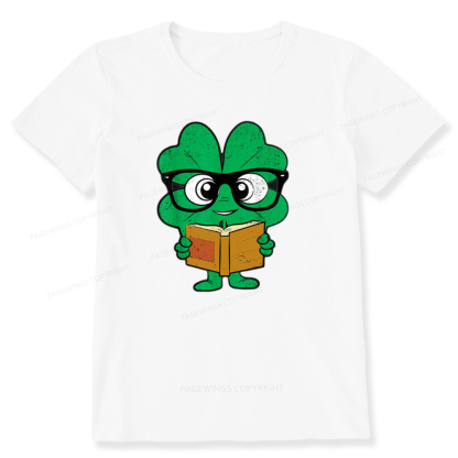 Pagewing Shamrock Reading Books St Patricks Day Unisex Classic T-shirt