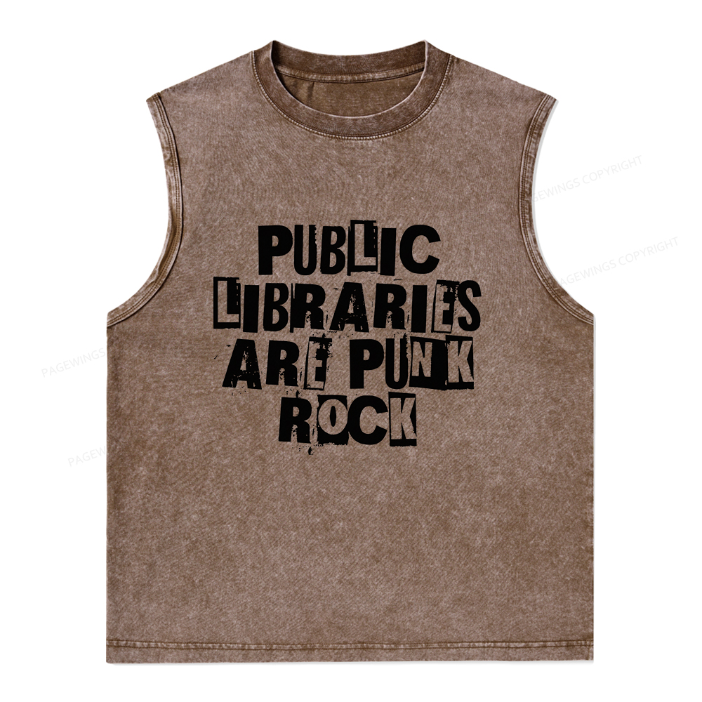 Pagewings Public Libraries Are Punk Rock Unisex Washed Tank Top