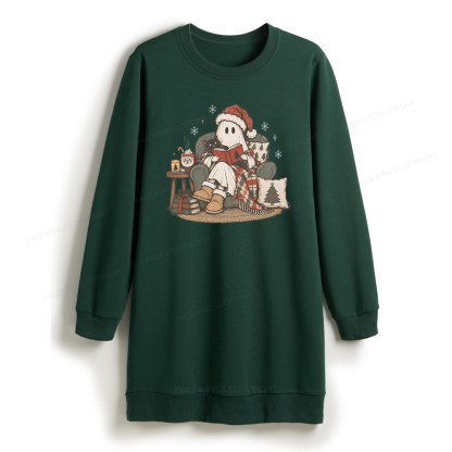 Pagewings Christmas Ghost Reading Sweatshirt Dress