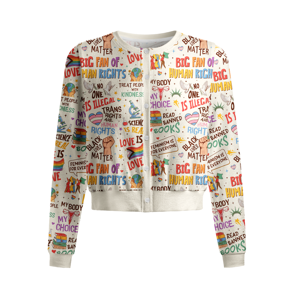 Pagewings Big Fan of Human Rights Cardigan Sweaters