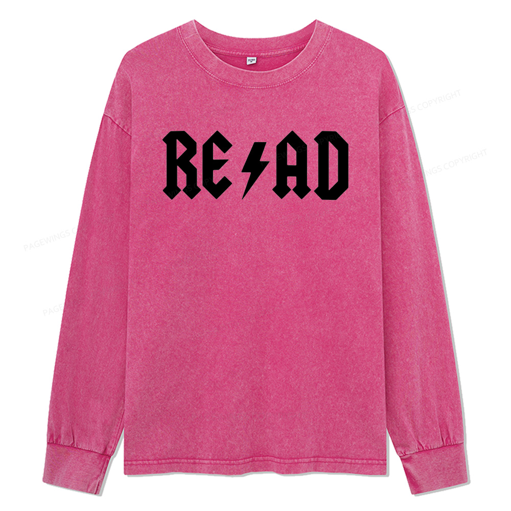 Pagewings Read Back In The Library "rock And Roll Unisex Washed Long Sleeve T-shirt