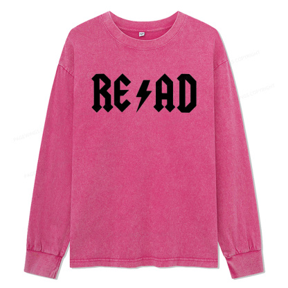 Pagewings Read Back In The Library "rock And Roll Unisex Washed Long Sleeve T-shirt