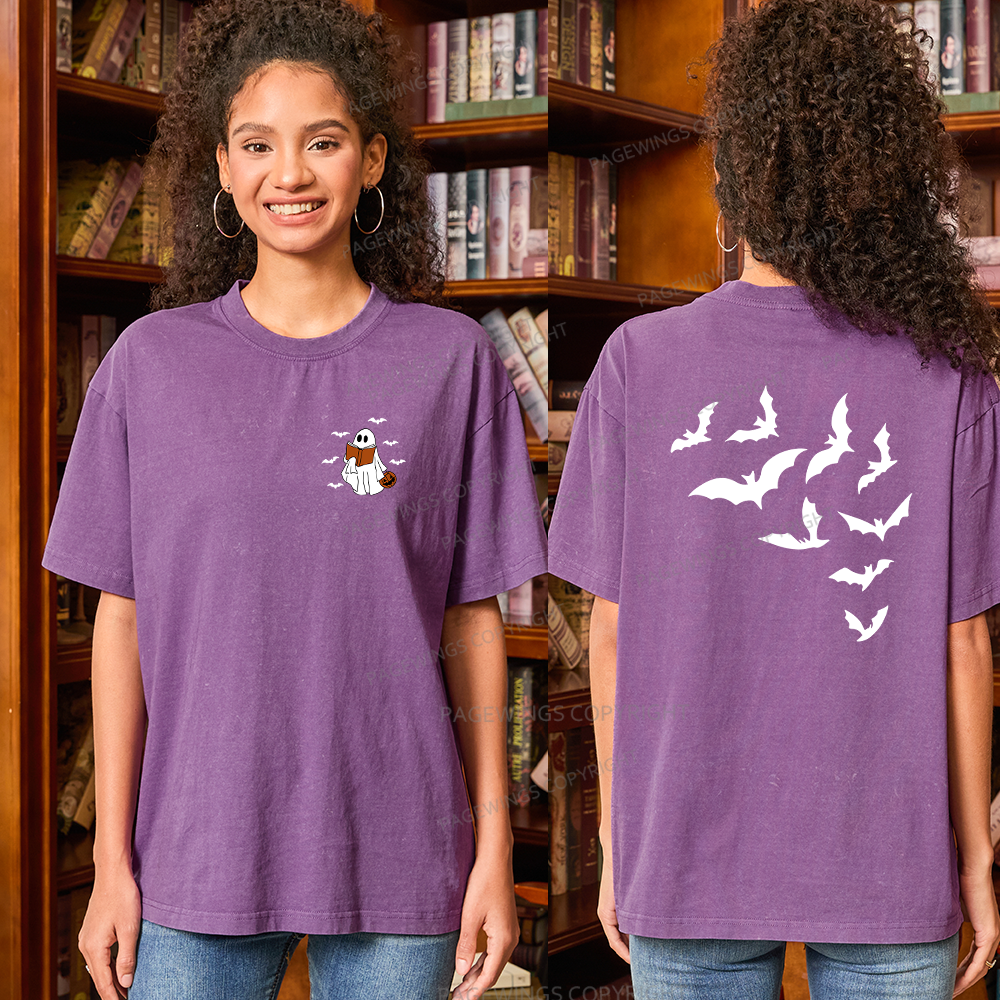 Pagewings Book Lover Halloween Unisex Washed T-shirt