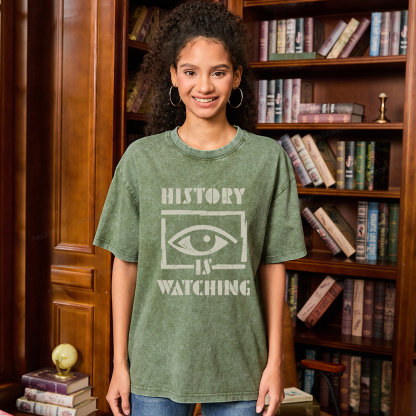 Pagewings History Is Watching Unisex Washed T-shirt