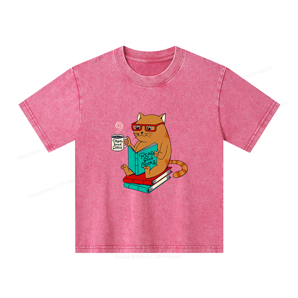 Pagewings Read Good Books Unisex Kids Washed T-shirt
