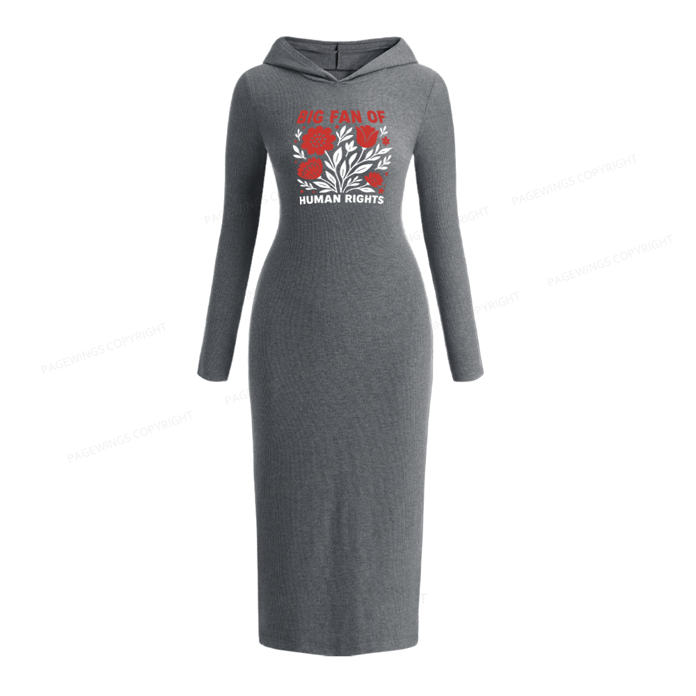Pagewings Big Fan Of Human Rights Hooded Knit Dress