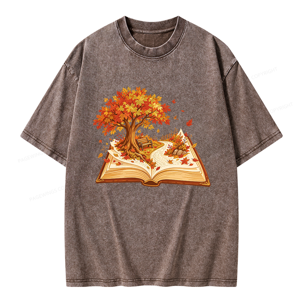 Pagewings Autumn Book Unisex Washed T-shirt