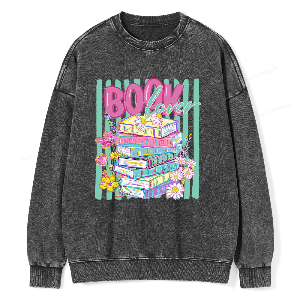 Pagewings Floral Bookish Unisex Washed Sweatshirt