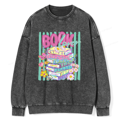 Pagewings Floral Bookish Unisex Washed Sweatshirt