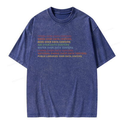 Pagewings Nature Over Data Centers Unisex Washed T-shirt
