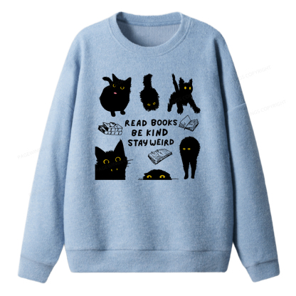 Pagewings Read Books Be Kind Stay Weird Unisex Knit Sweatshirt