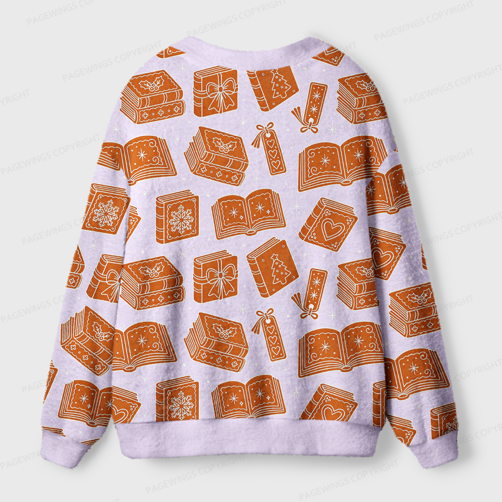 Pagewings Gingerbread Book Light Knit Unisex Cardigan Sweaters