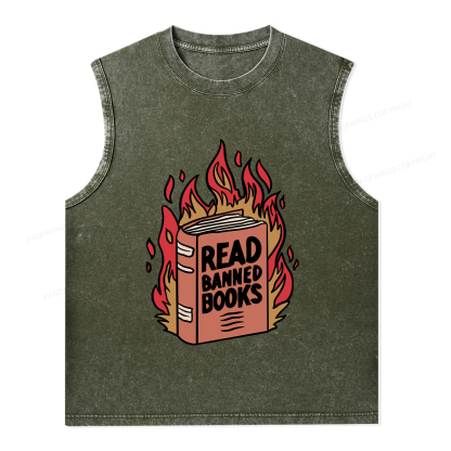Pagewings Read Banned Books Shirt Unisex Washed Tank Top