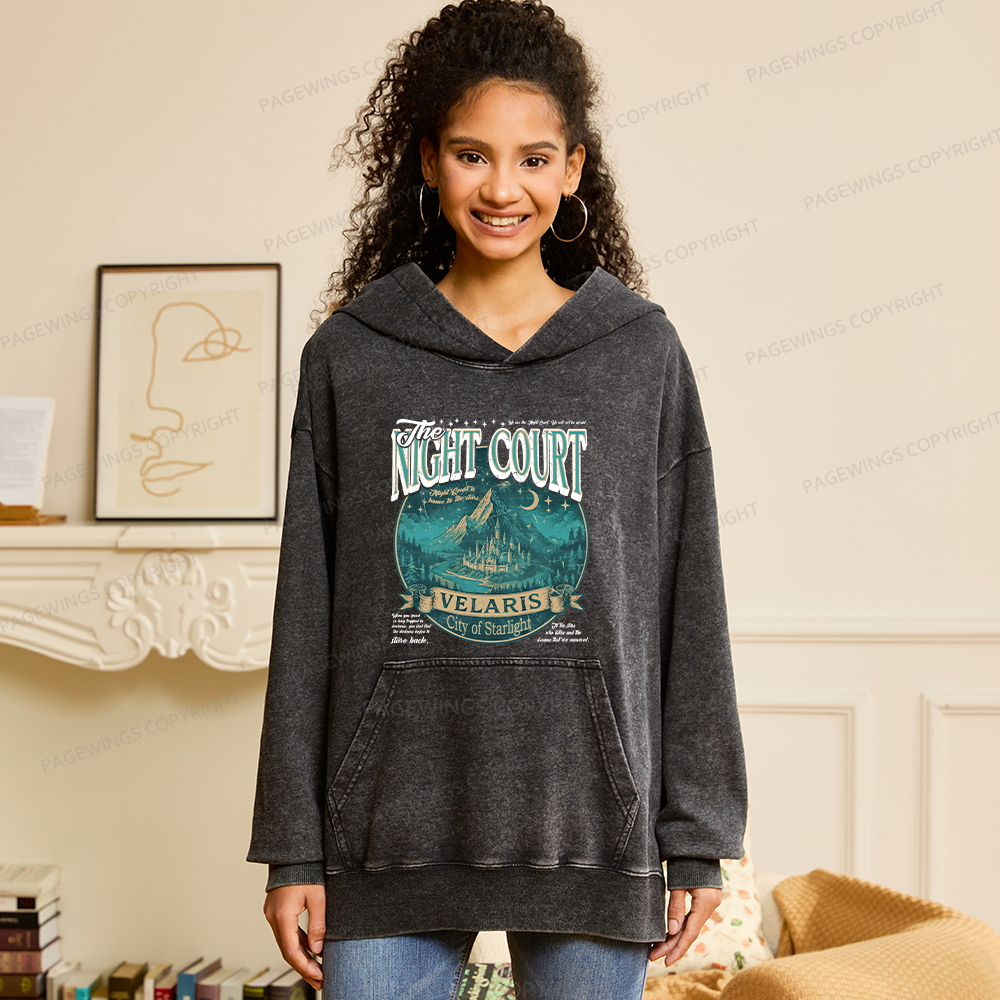 Pagewings The Night Court Unisex Washed Hoodie