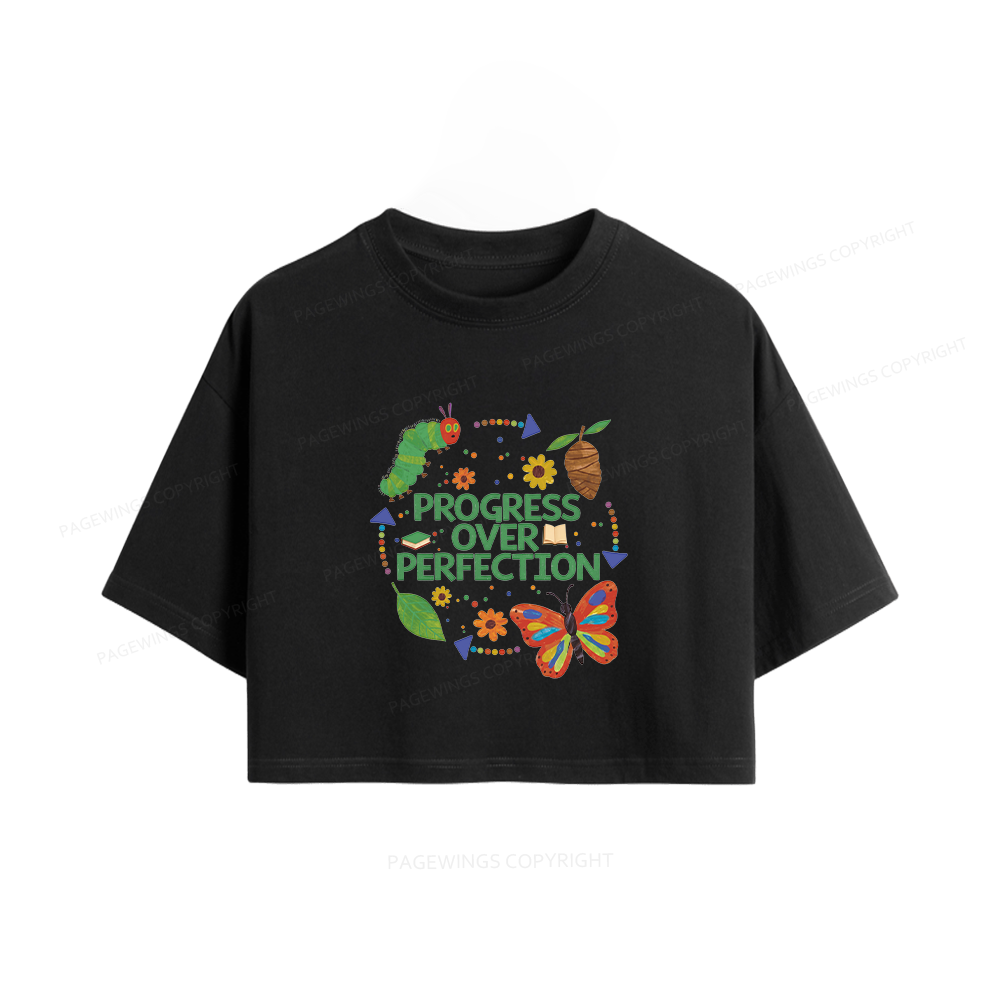 Pagewing Progress Over Perfection Women Crop Tops