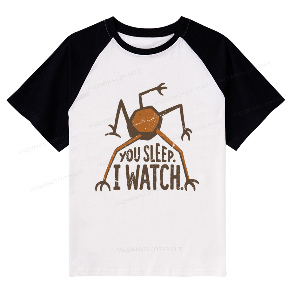 Pagewings You Sleep I Watch Raglan T-shirt