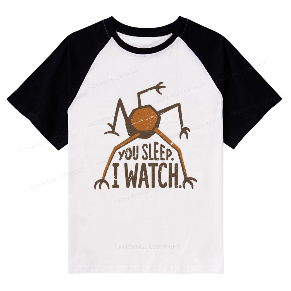 Pagewings You Sleep I Watch Raglan T-shirt