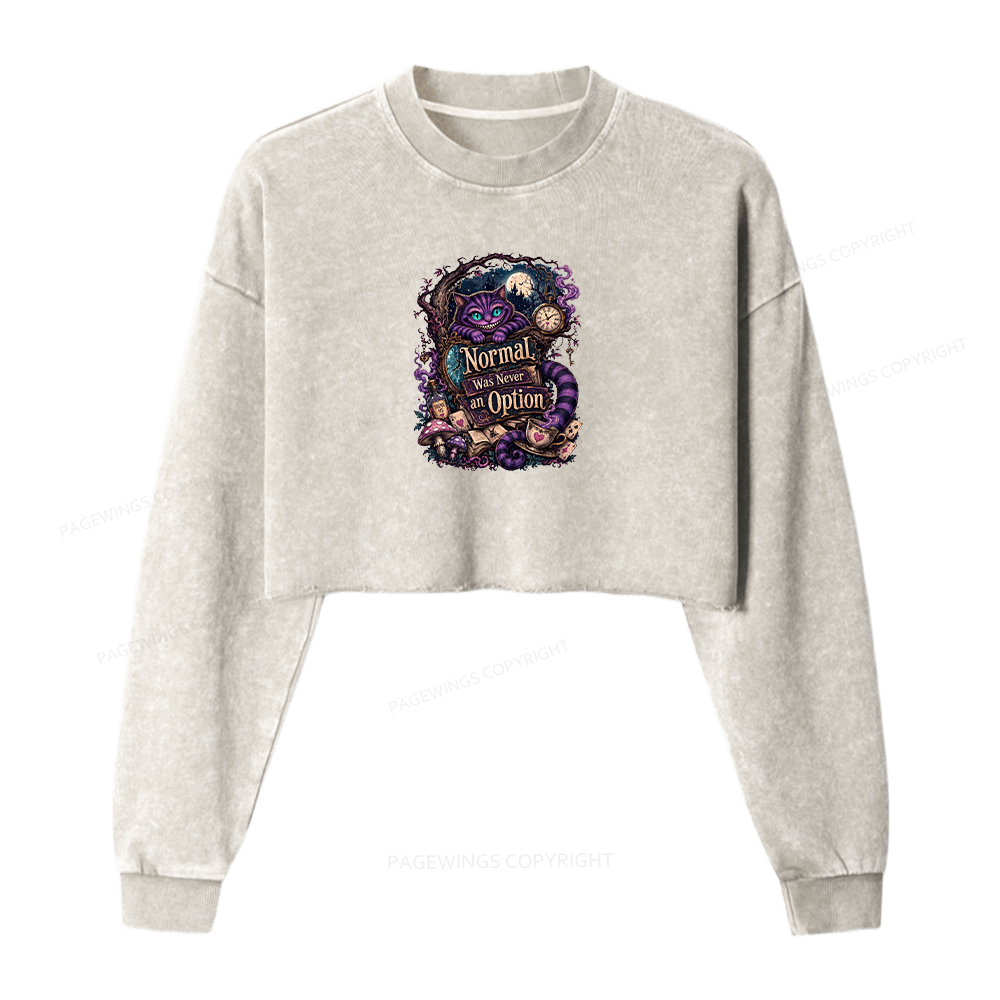 Pagewings Normal Was Never an Option Washed Crop Sweatshirt