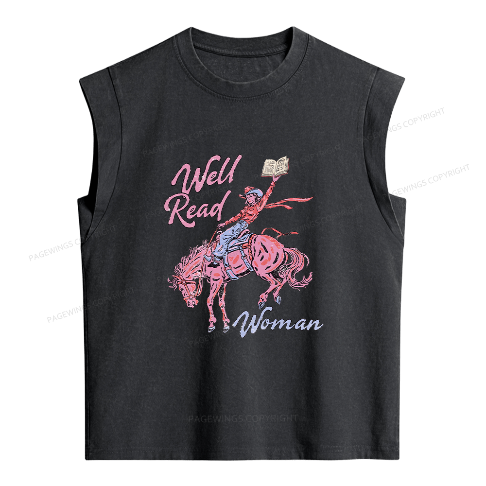 Pagewings Well Read Woman Women's Washed Tank Top