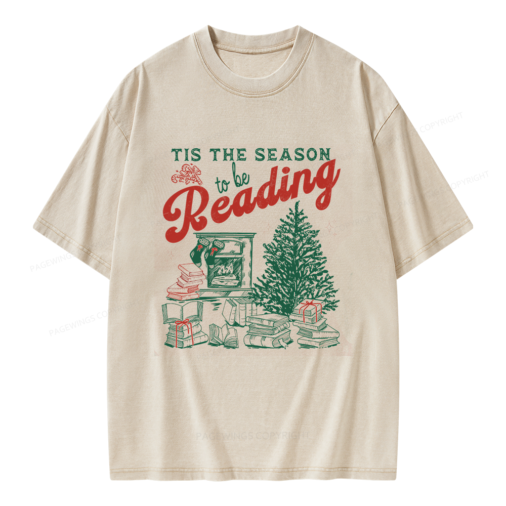 Pagewings Tis The Season to be Reading Unisex Washed T-shirt