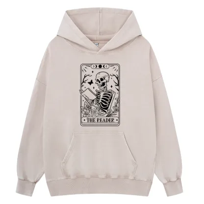 Pagewings Halloween The Reader Tarot Card Unisex Washed Hoodie