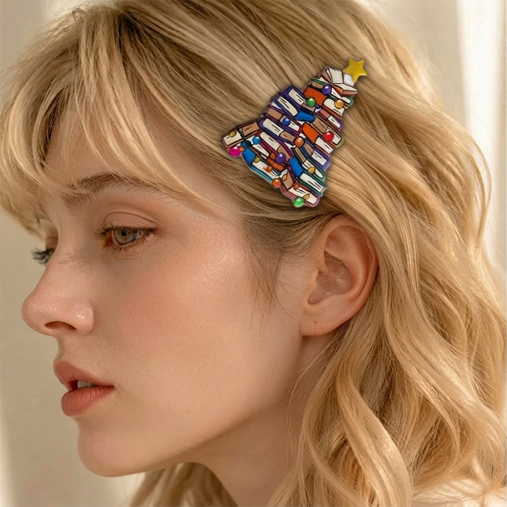 Pagewings Christmas Book Tree Acrylic Hair Clip
